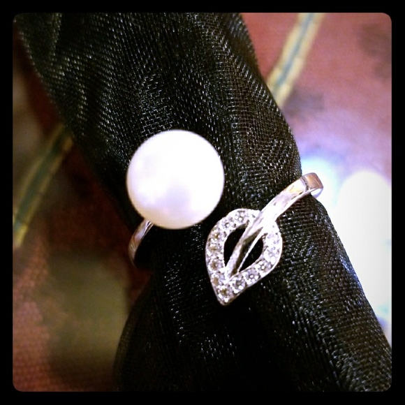 Jewelry - 925 Silver Adjustable Ring, Freshwater Pearl